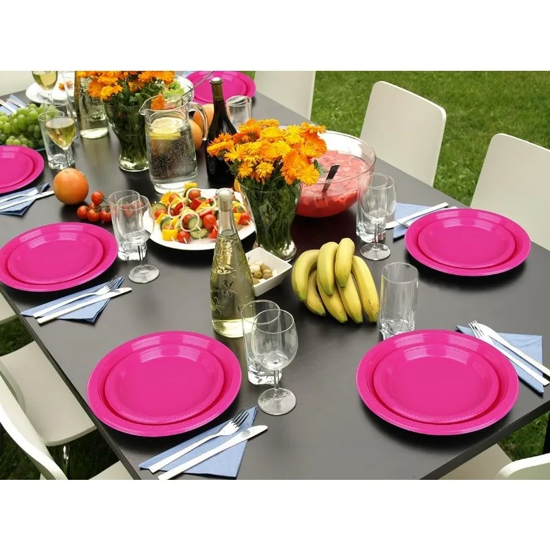 200PCS Disposable Clear Plastic Plates with Rim 9 "Dinner Plates 7 "Dessert Elegant Fancy Heavy Duty Plastic