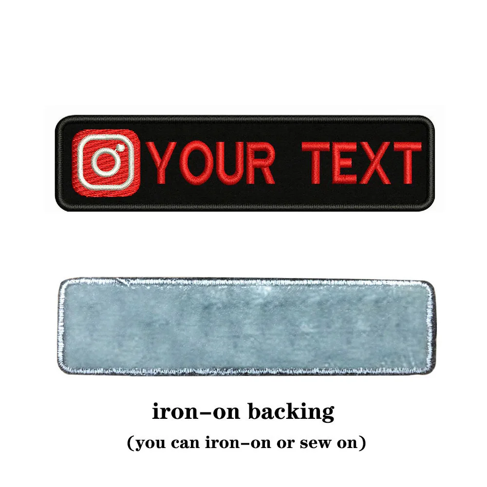 Instagram Logo 10X2.5cm Embroidery Custom Name Text Patch Stripes Badge Iron On Or Velcros Patches 