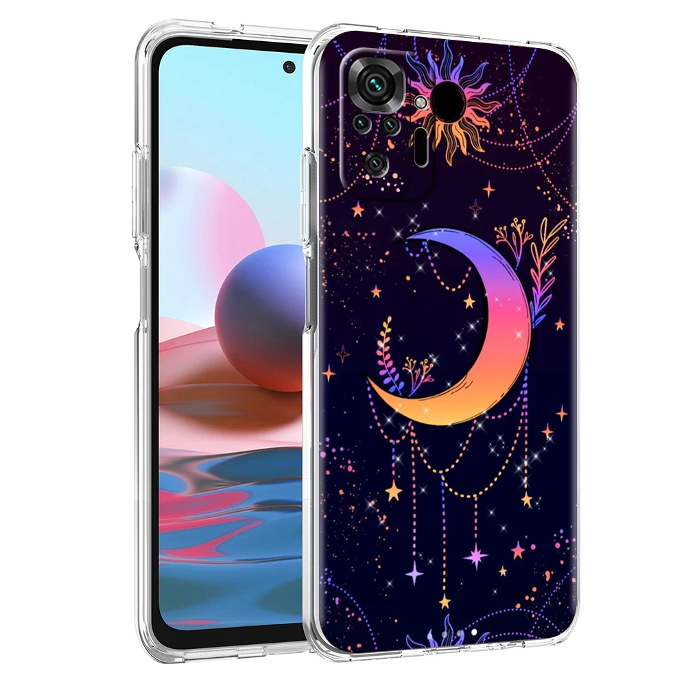 Sonnen monde Wolken astro logische Telefon hülle für Redmi Note 10 11 12 7 8 8t 9 k40 Gaming 9a 9c Pro plus transparente Silikon hülle – Detail 4