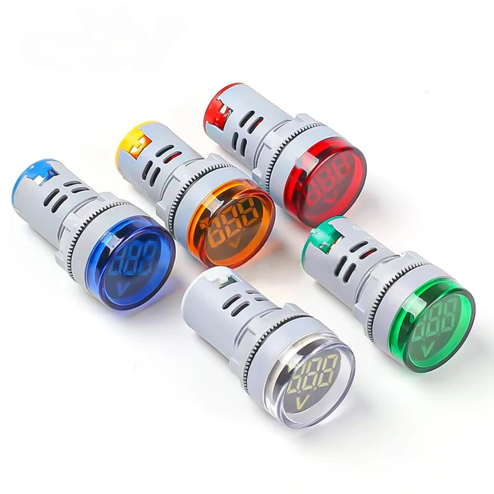 1Pcs 디지털 AC 전압계 AC60-500V 신호 전기 장비 표시를 위한 LED 표시등이 있는 원형 전압 테스터 미터
