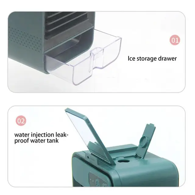 Hordozható Léghűtő Szépség Tükör Tervezés Usb Töltő Légzennyezős Párolgó Hűvösebb Csendes Léghűtés Asztali Asztal Utáni Ac Ventilátor - Image 2