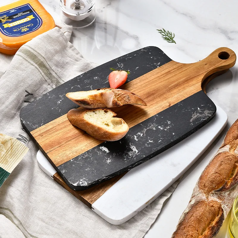 

1Pc Non-slip Black Acacia Wood Cutting Board with Handle Wooden Kitchen Chopping Board for Meat Cheese Bread Vegetables Fruits