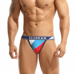 New SEOBEAN Men's Sexy Colorful T Back Thong Cotton Underwear