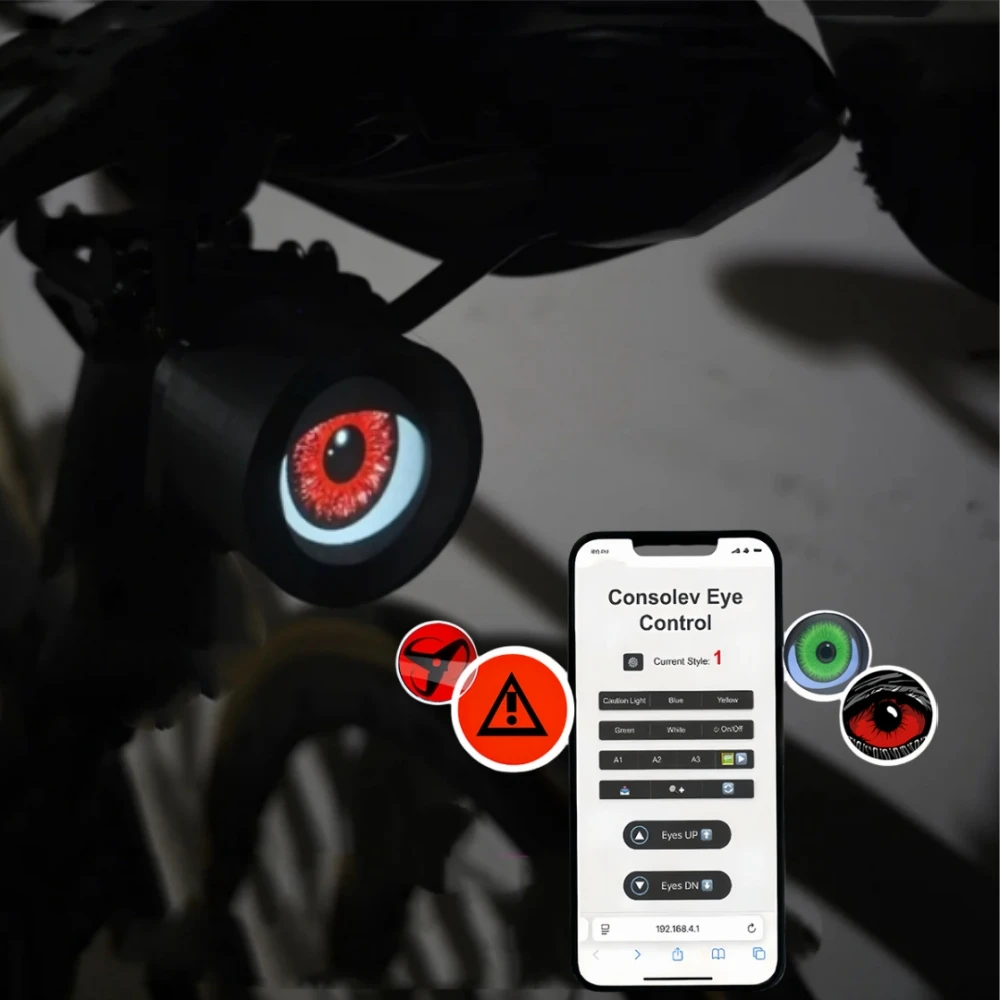 thumbnail image 2 of Devil Tail Light Rechargeable LED Bicycle Light Smart Programmable Eyes Rear Safety Light For Bike Motorcycle Car Double Eye 2 of 14