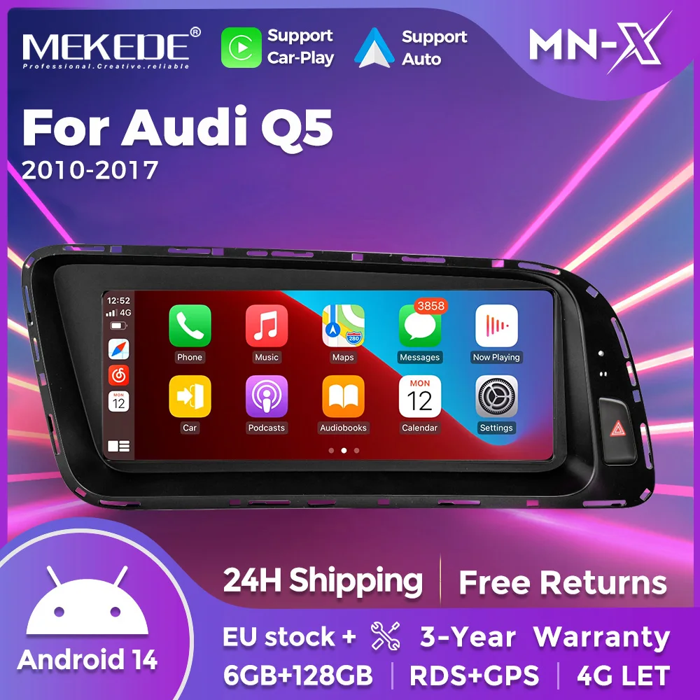 MEKEDE 8.8" Wireless Carplay Android 14 Auto Car Radio Stereo For Audi Q5 2009-2016 4G LTE BT DSP Multimedia Player 8 Core 128GB