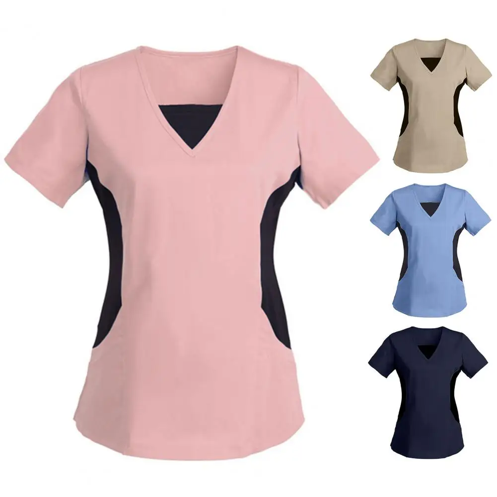 

Women Top Comfortable Stylish Nurse Tops V Neck Short Sleeve Breathable Pullover for Daily Wear by Careworkers Soft Women Top