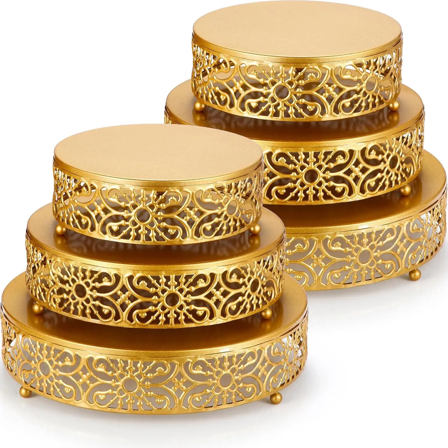 3pcs 8/10/12inch Set Golden Hollow Cake Rack Wedding Dessert Table Decoration Fruit Cake Tray Iron
