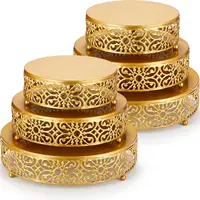 3pcs 8/10/12inch Set Golden Hollow Cake Rack Wedding Dessert Table Decoration Fruit Cake Tray Iron 1