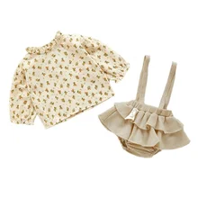 

2022 Vintage Baby Girl Clothes Set Summer Cotton Girls Floral Blouse Shirt Romper Dress Spring Newborn Baby Girl Clothes Outfits