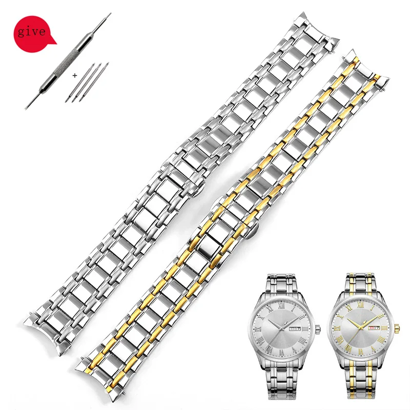 

Stainless Steel Watchband For Citizen NH8290/8294/8200 Man's Arc Mouth Butterfly Buckle Silver LnterGold Watch Chain 22mm