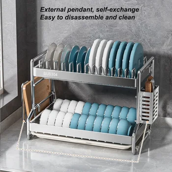 New Dish Drainer Kitchen Storage Organization Stainless Steels Drainer Kitchen Dishes Kitchenware Tableware Drainer Board Rack 6
