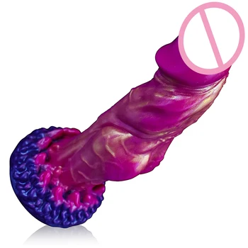 Realistic Silicone Dildo Big Penis with Strong Suction Cup, Dragon Monster Anal Dildo with Curved Shaft G-spot Dildo Sex Toy 1
