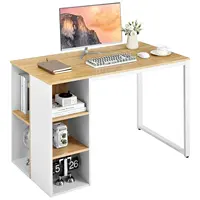 Desk with 5 Compartments, Computer Desk with Metal Frame, Modern Work Table, Wooden Office Table, PC Table, 115 x 59.5 x 75 cm