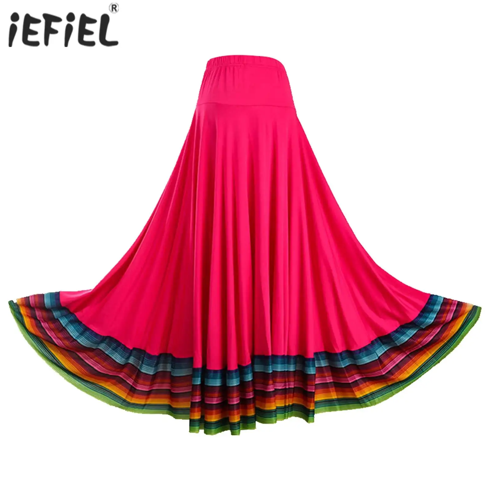 Womens Mexican Flamenco National Standard Dance Skirts Ballroom Tango Dance Performance Costume Folk Dancing Long Ruffled Skirt girl dance costume women dance skirt