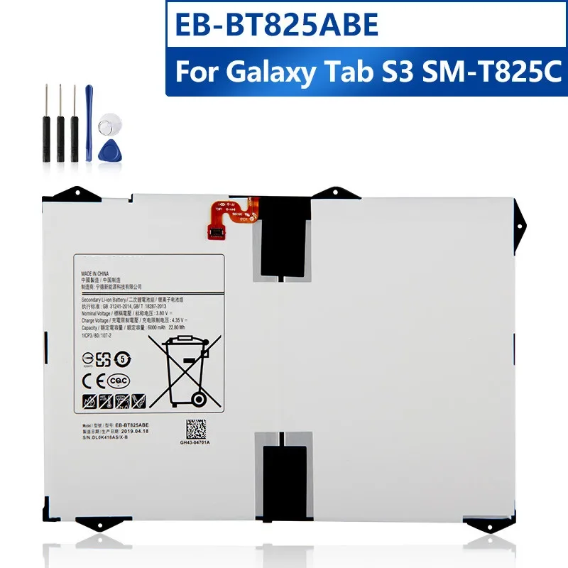 Batteria Sostitutiva Per Tablet Eb-Bt825Abe Per Samsung Galaxy Tab S3 Tabs3 Sm-T825C T825C Batteria Ricaricabile 6000Mah