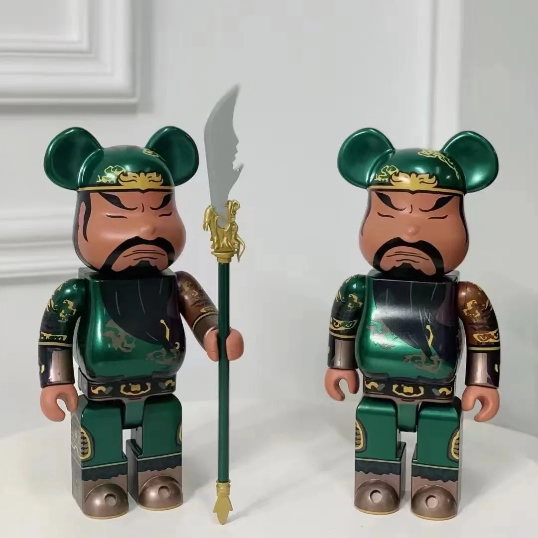 

Bearbrick 400% 28cm POP Toy Figure Model God of War Guan Yu Bear Bricks Anime Action Figure Doll Kawaii Hobbies Decoration Gift