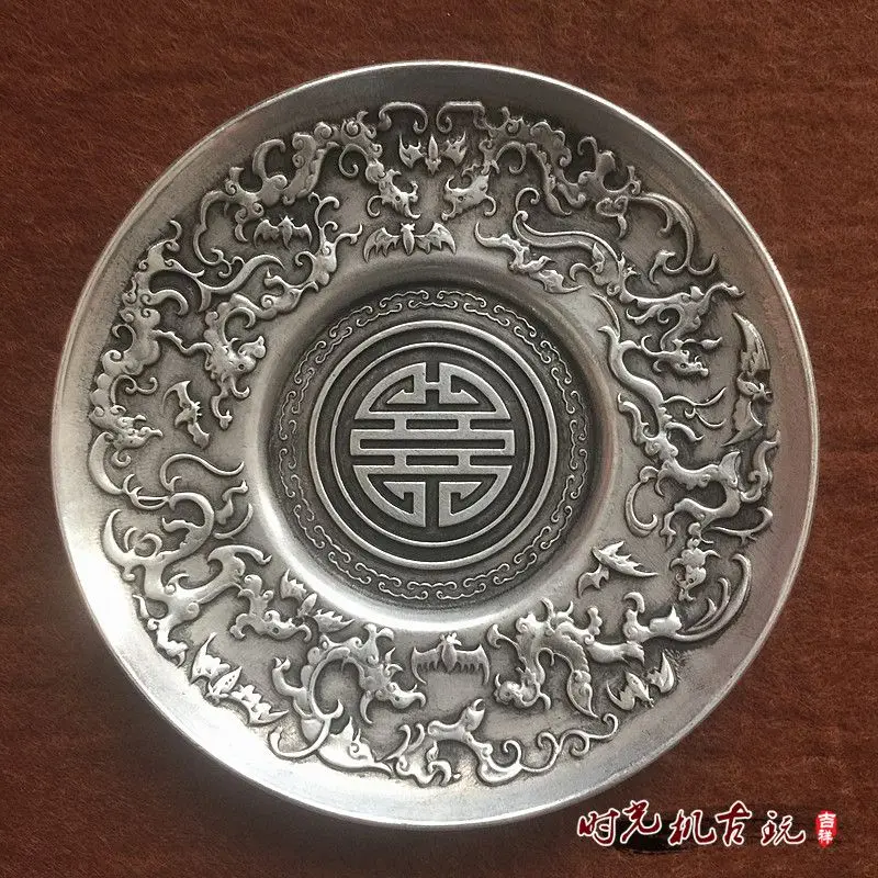 

miscellaneous collections, antique white copper, silver-plated, nine phoenix life plates, saucers, ashtrays, handicrafts