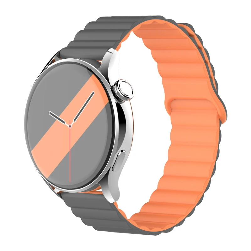 Magnetic Loop Silicone Link Bracelet, 20mm 22mm Strap