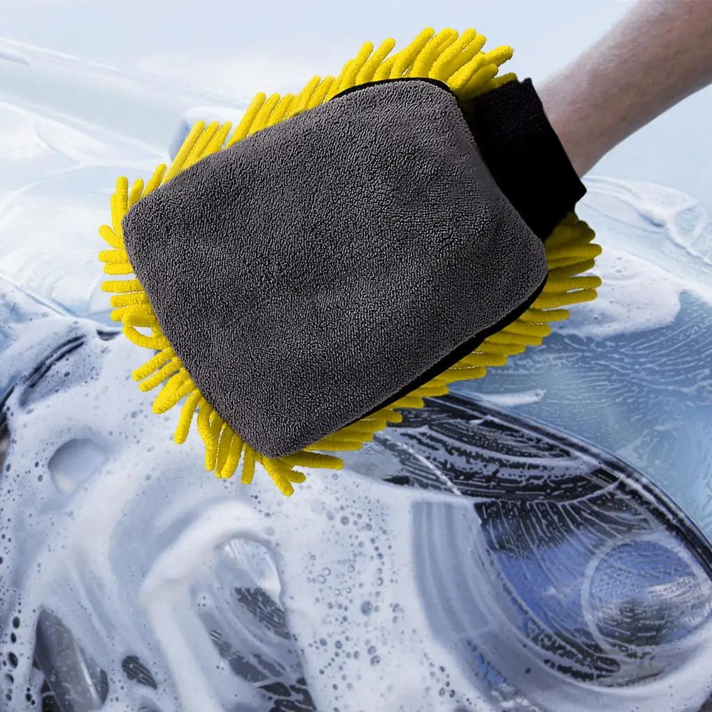 Washable Universal Wash Gloves Car Wash Mitt Gloves Brush Double Sided