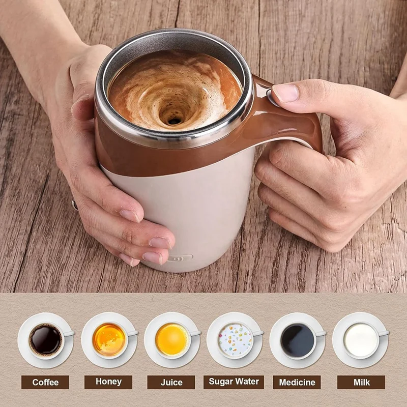 

1PCS Lazy Coffee Stirring Cup Auto Stirring Cup Magnetic Rotating Electric Milk Cup Mark Cup 304 Stainless Steel A