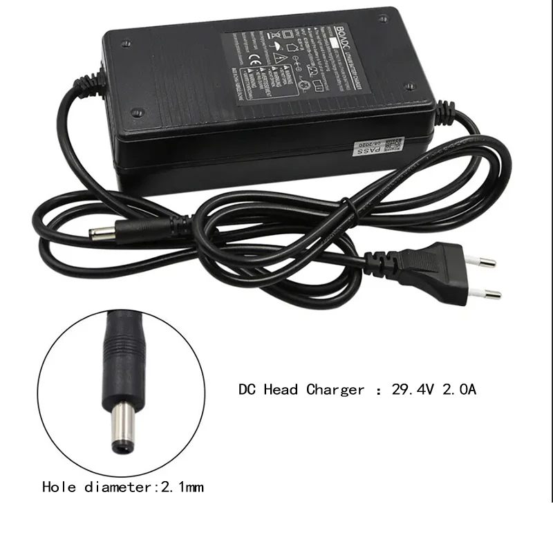 29.4V 2A Electric Bike Lithium Battery Charger 5.5X2.1mm DC For 24V Electric Scooter Charger Hoverboard Balance Wheel Charger up7 battery balance charger discharger ac 200w dc 2x200w 10ax2 dual channel for lipo lihv lilon life battery