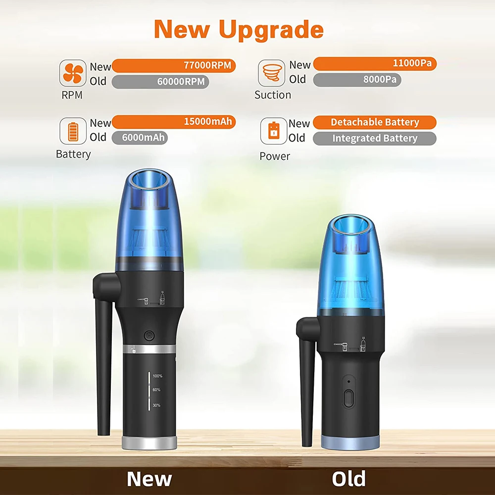 Upgraded Cordless Electric Compressed Air Duster-Blower & Vacuum 2-in-1 Replaces Canned Air Spray Cleaner for Computer Keyboard