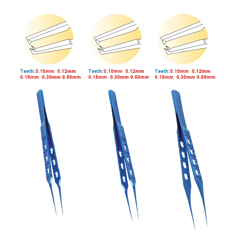 

Autoclavable Toothed Forceps Flat Handle Forceps Ophthalmic Surgery Instrument Titanium Alloy
