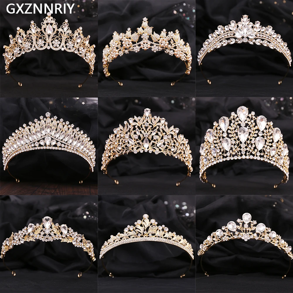 Crystal-Gold-Color-Crown-for-Women-Tiaras-and-Crowns-Bride-Wedding-Hair ...