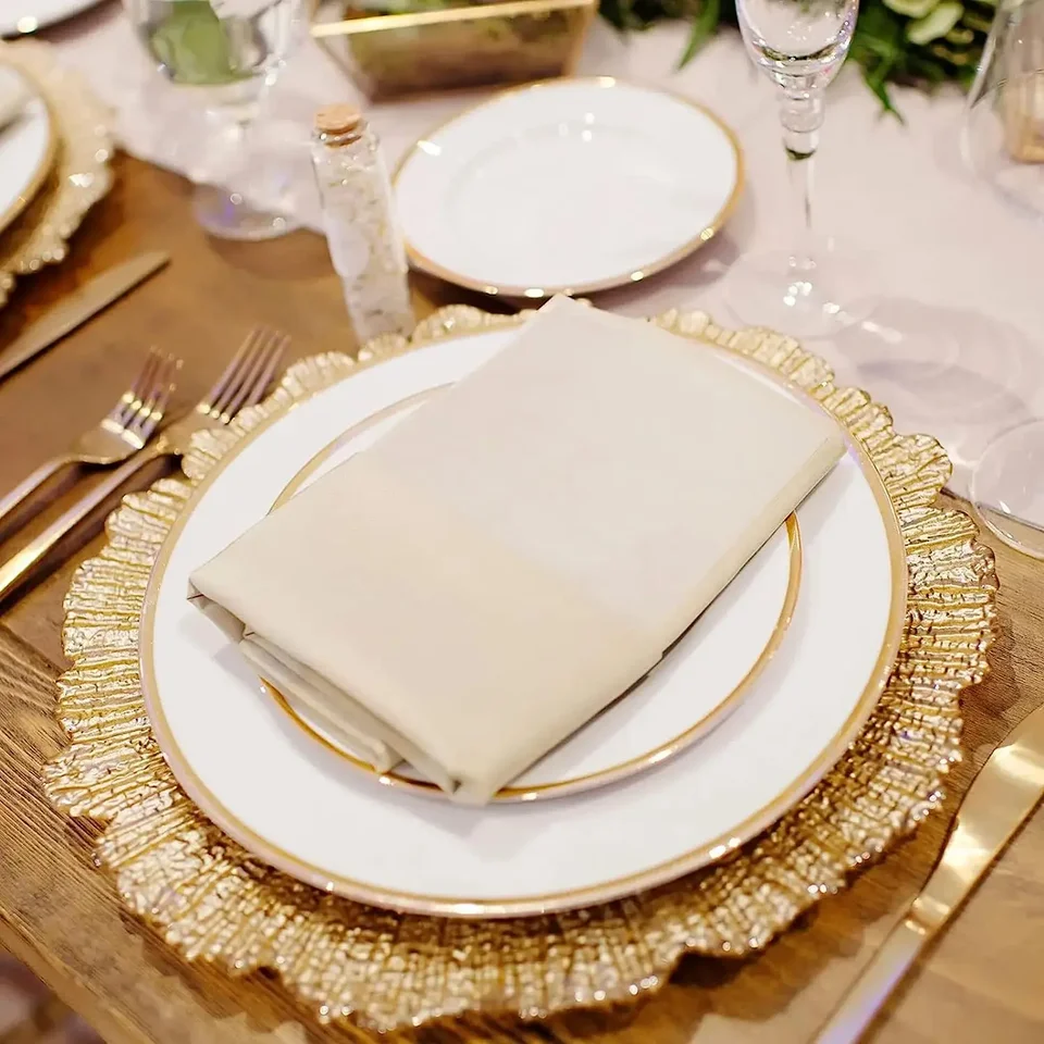 Supernal 12pcs Gold Plastic Charger Plates,13inch Round Reef Plate Chargers For Dinner Gold Chargers With Flora Reef Design For Dinner Wedding Party Decoration - View #5
