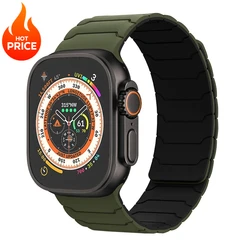Magnetic Silicone Strap Bracelet - Series 10 11 46mm (Army green black)
