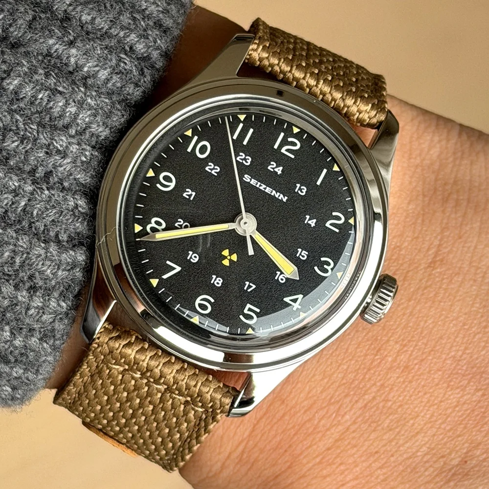 Merkur Classic Retro Arrow Pilot Watch WWII Mechanical Manual Hand Wind 38mm Men