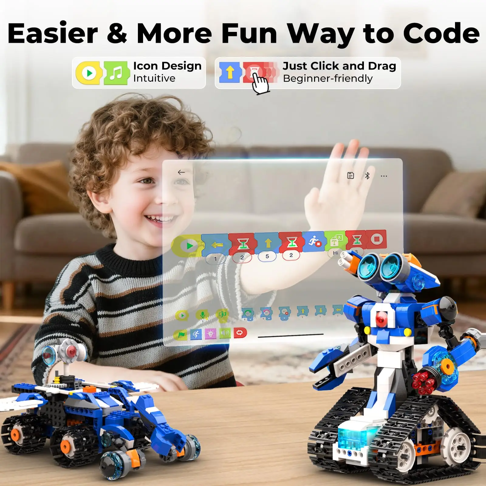 Apitor STEAM Robot Toy 6-in-1 Robot Building Kit for Boys Age 8-12 Remote Control Coding Toys Educational Robotics Gift for Kids 2