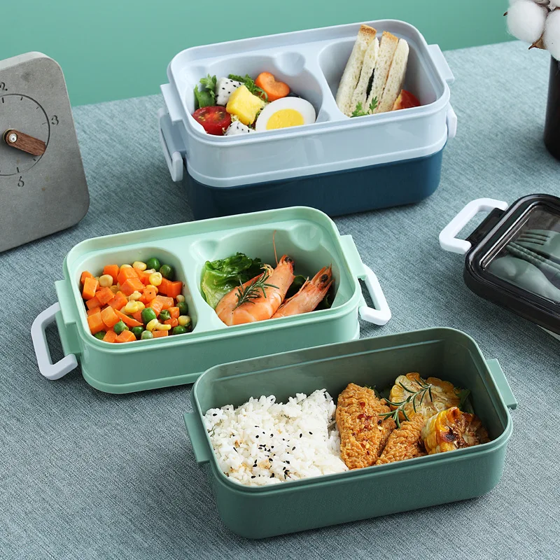 Adult Lunch Box 1100ML Double Layer Lunch Box with Spoon & Fork High C