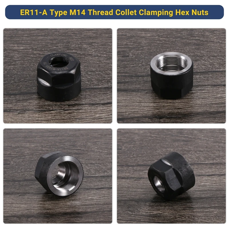 4Pcs ER11-A Type M14 Thread Collet Clamping Hex Nuts, For CNC Milling Chuck Holder Lathe