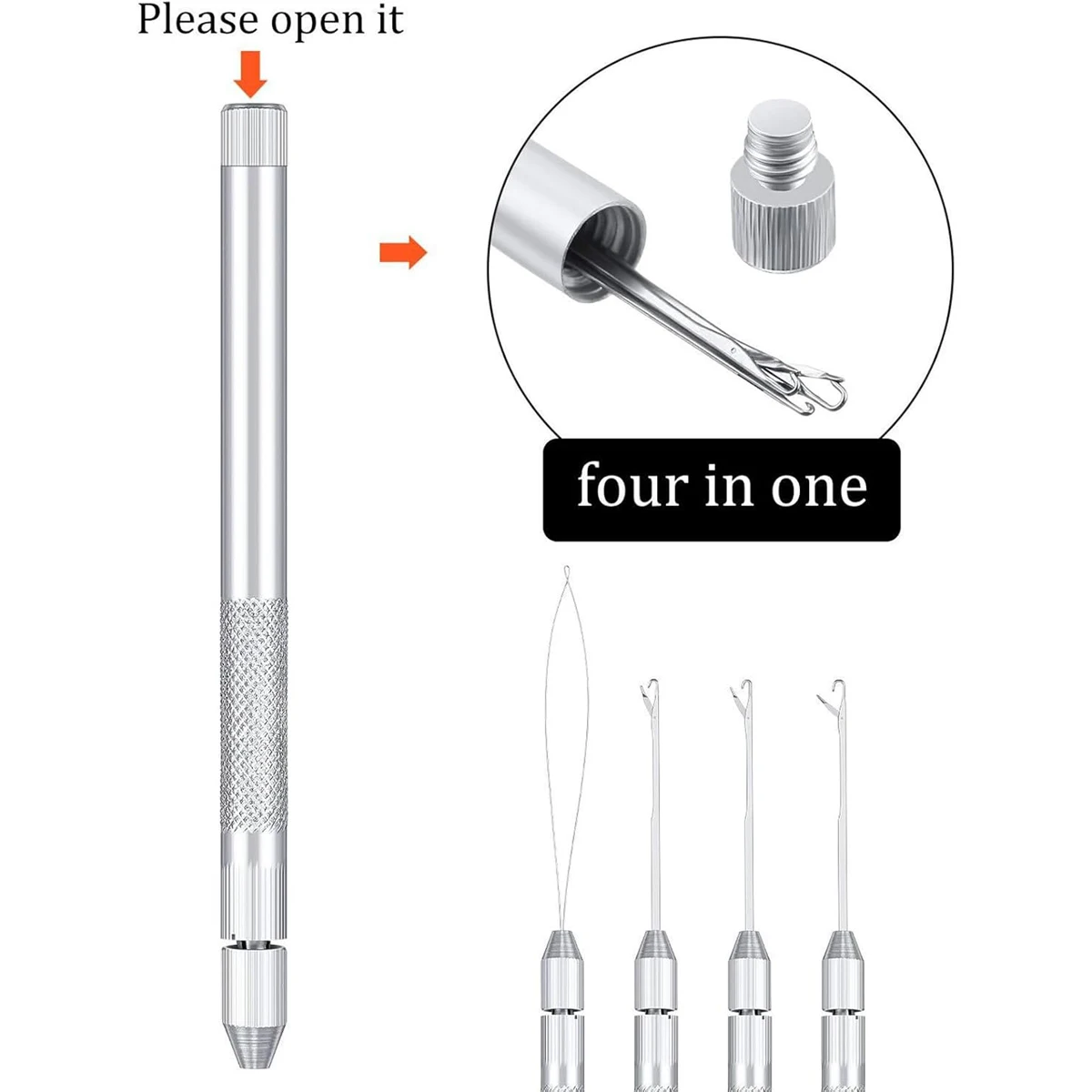 Wig Making Tools Alloy Hook Needle Ventilation Needles Micro Ring Hair Crochet Needles 3 Hook + 1 Loop 1 Kit For Lace Wigs crochet hooks,hair extensions tool,wig making t pins,lace wig needles