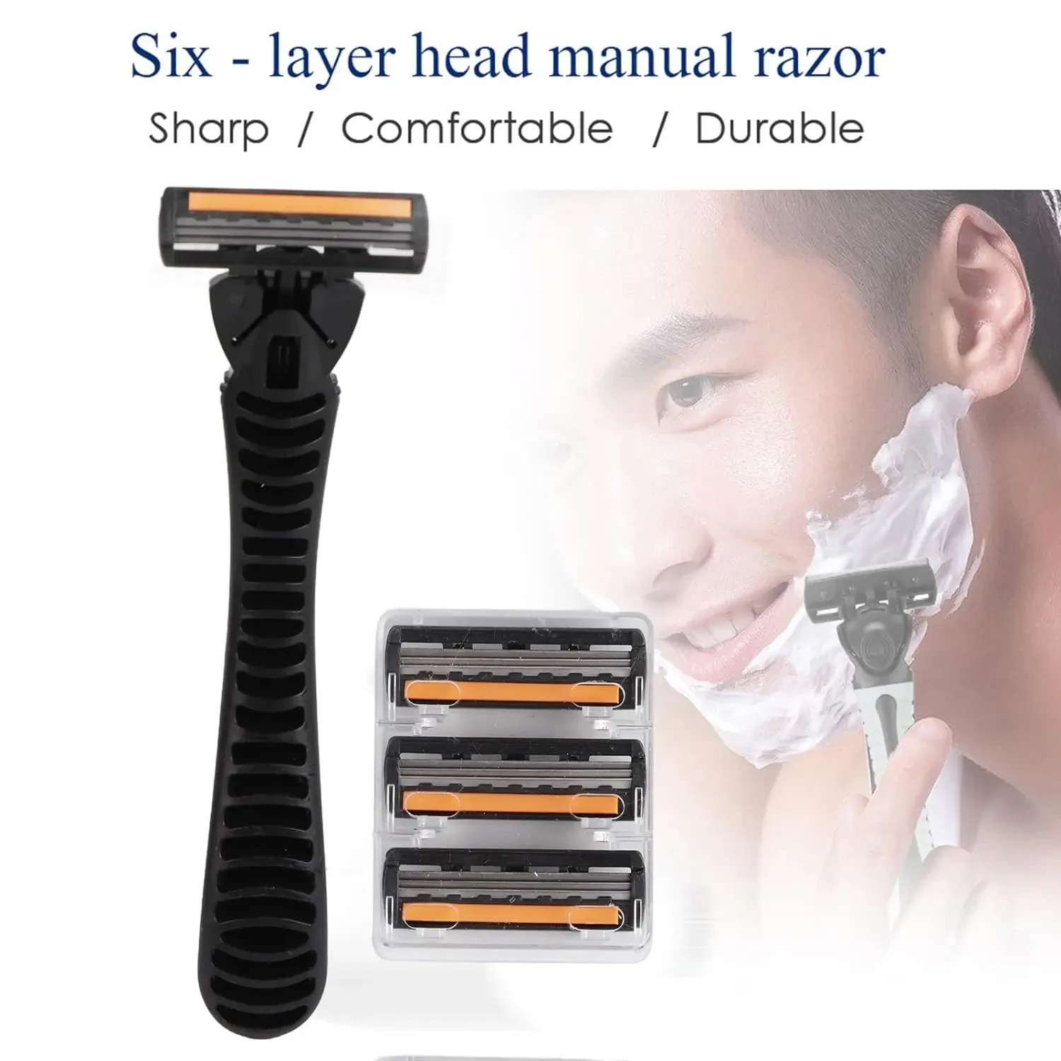 Razor 3-layer Stainless Steel Blade Men Washable For Travel For Home Shaver Manual Shave Daily Face Care