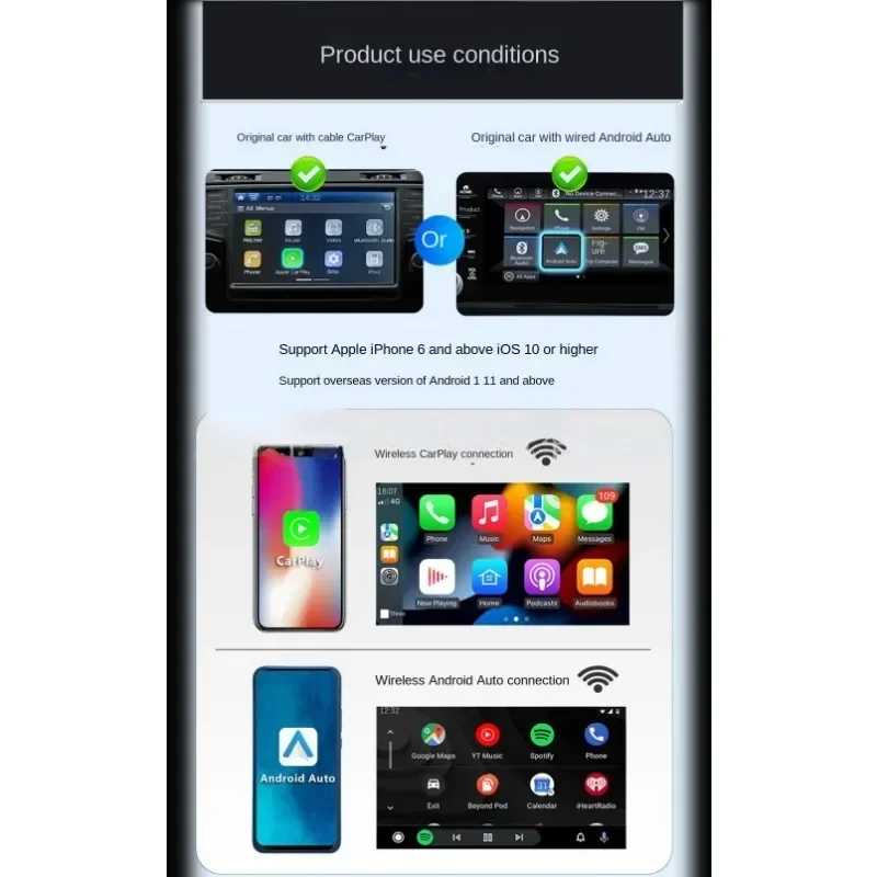 Smart Ai Box Android 13 CarPlay Android Wireless CarPlay Auto Adapter For Netflix For YouTube car intelligent systems