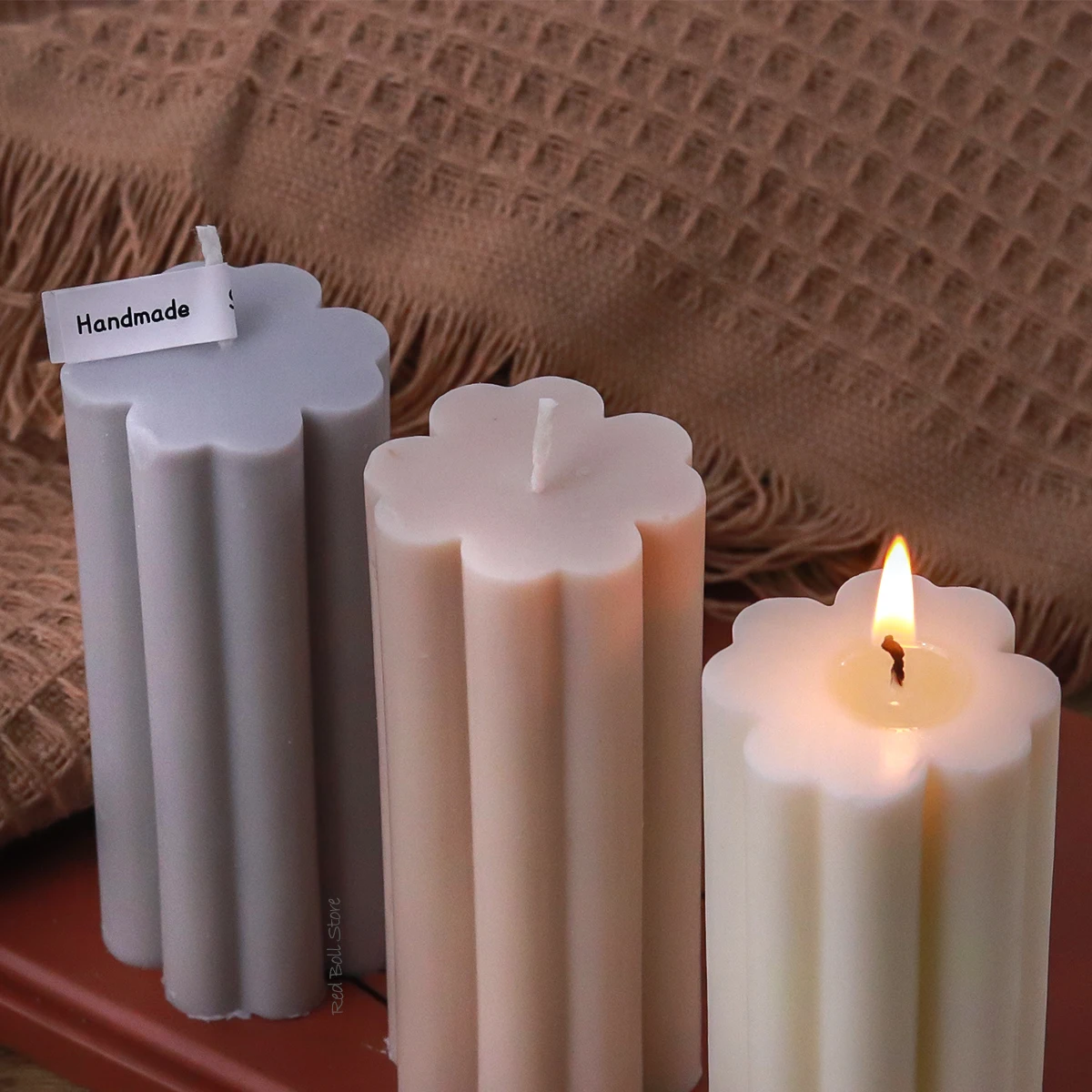 New Cylindrical Candle Silicone Mold Flower Leaf Shape Scented Soap Candle Making Supplies Tools Mould Candle Holder Home Decor