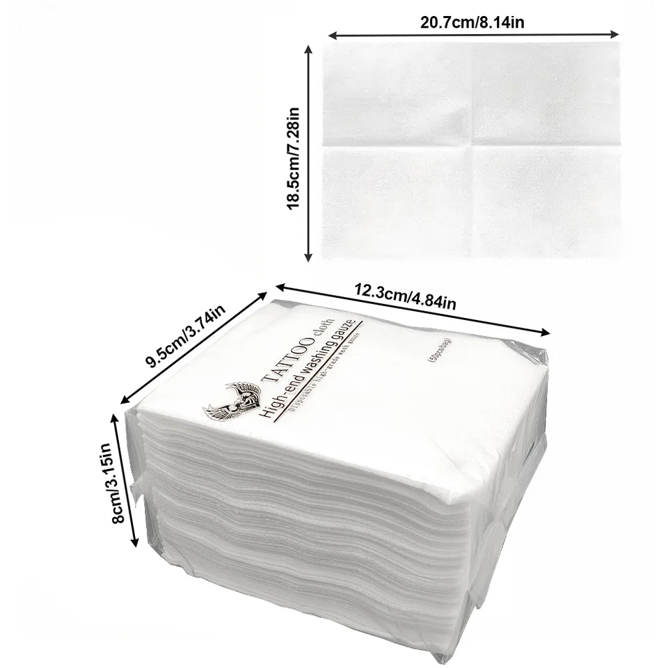 100 Lingettes Jetables Pour Tatouage - Papier Coton Gaufré - Nettoyage Efficace - 9