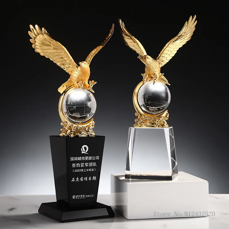 Crystal Eagle Crystal Trophy, Eagle Shape Trophy, Customized Lettering Award, Creative Souir, Home, Living Room Office Decor 1pc