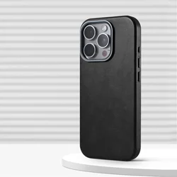 Luxury Retro Leather Magnetic Phone Case with Alloy Lens and Wireless Charging Cover - iPhone air (SW CX Black)