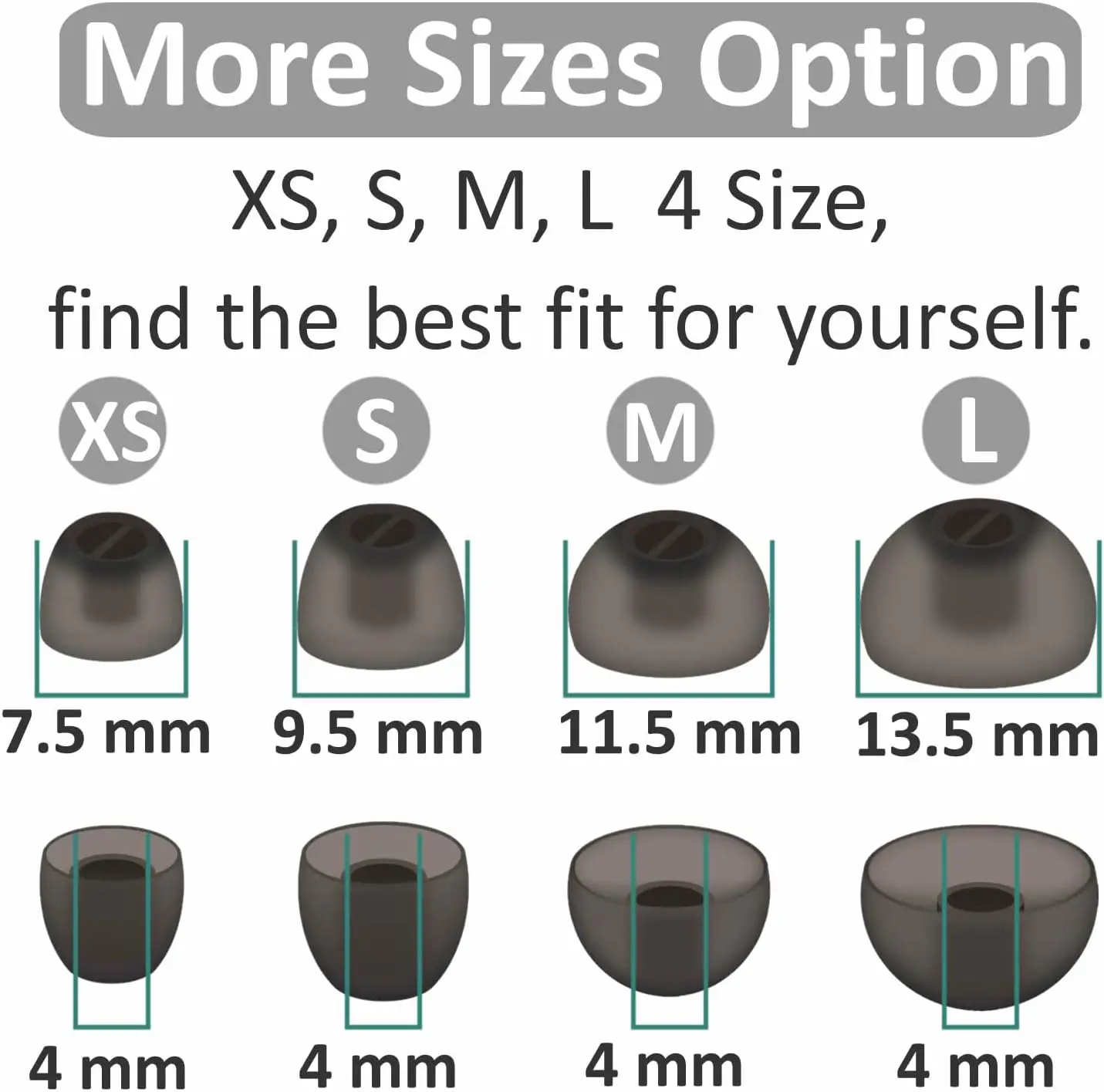 8 Pcs For Sennheiser CX Plus/Momentum 2/CX 300S Ear Tips, XS/S/M/L 4 Size Replacement Soft Flexible Silicone Eartips Earbuds