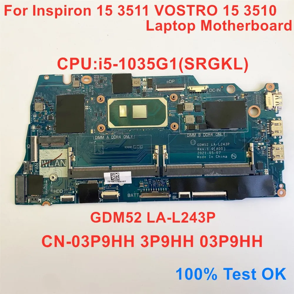 LAL243PForDellInspiron153511VOSTRO153510LaptopMotherboardi5