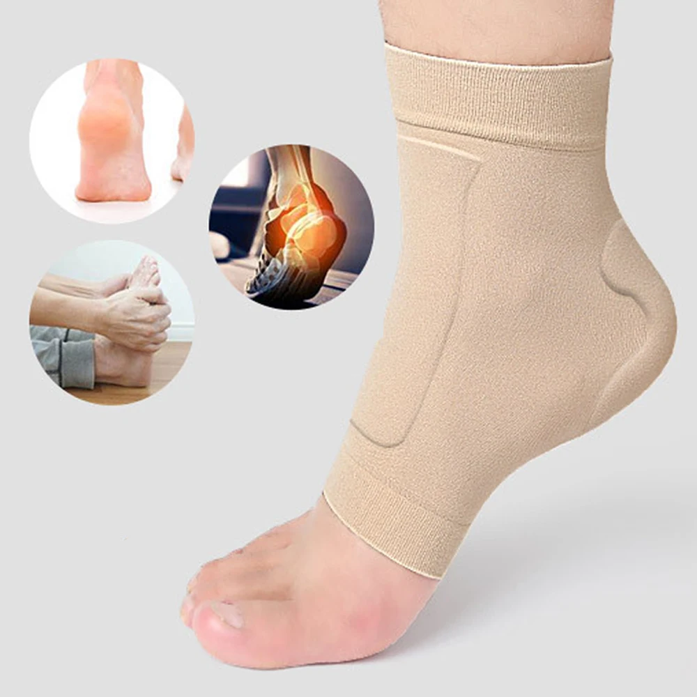 1 Pair Achilles Heel Sleeve, Premium Padded Compression Gel Socks for Cushion & Protection of Haglunds Bump, Achilles Tendonitis
