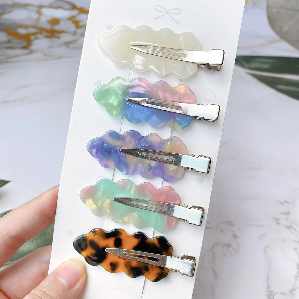 4 Pcs Simple Wild Leopard Seamless Hair Clip Women Acetate Sheet No Bend Bangs Clip Duckbill Clip Hairpins Hair Styling Tool hair bows for women