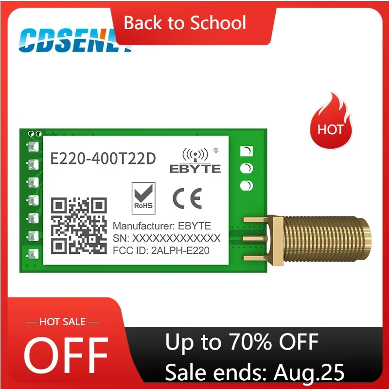 LLCC68 LoRa 433MHz 470MHz Wireless Module 22dBm Long Range 5km CDSENET E220-400T22D SMA-K UART RSSI Transmitter Receiver SEMTECH