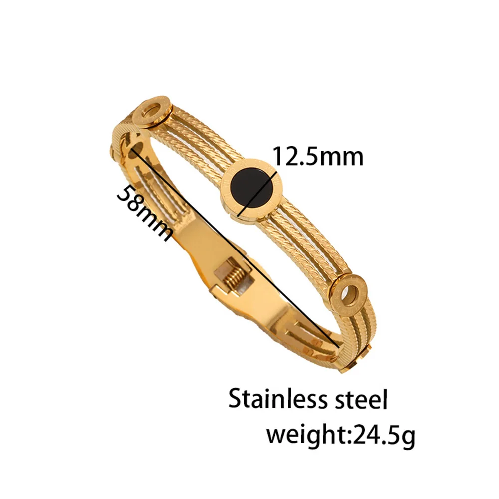 Hollow threaded lines, diamond inlay, women's bracelet, stainless steel 18k gold-plated, non-fading, suitable for jewelry gifts 5