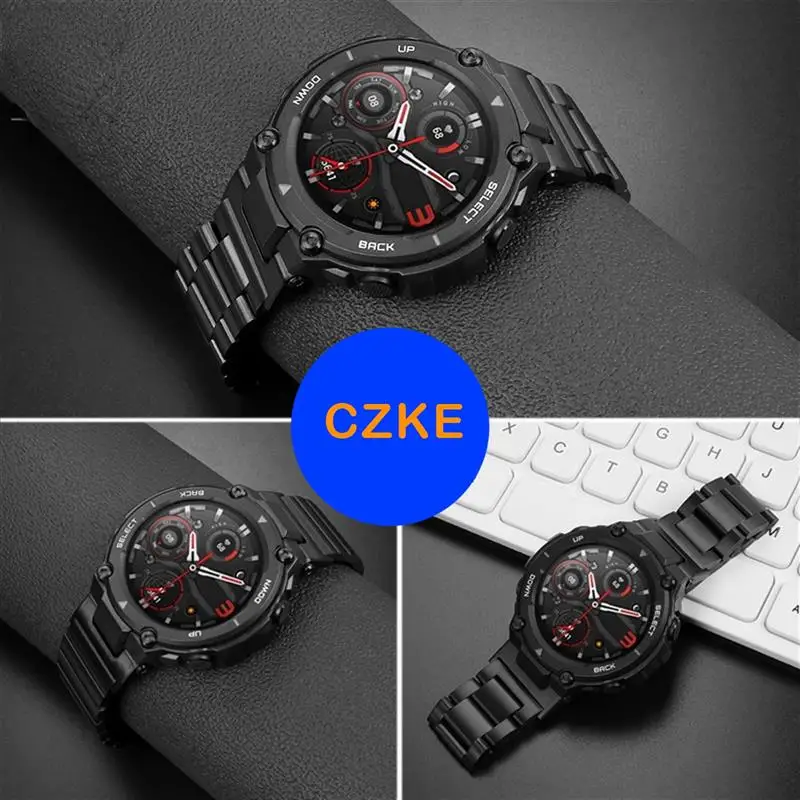 SCHIK Stainless steel Wristband For Amazfit TREX Pro Replacement Strap Watchband Smartwatch Sports Silicone Band