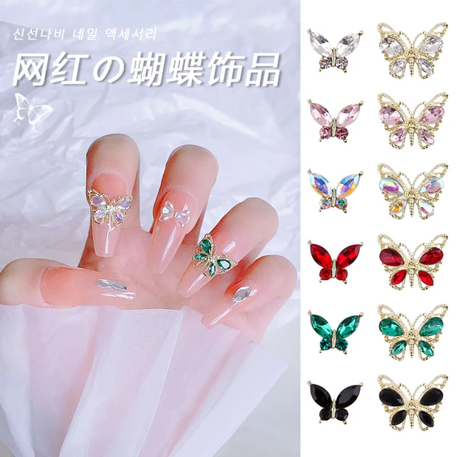 Rhinestones Nails 3d Butterflies  Rhinestone Butterfly Nail Charm - 10pcs  Nail Art - Aliexpress