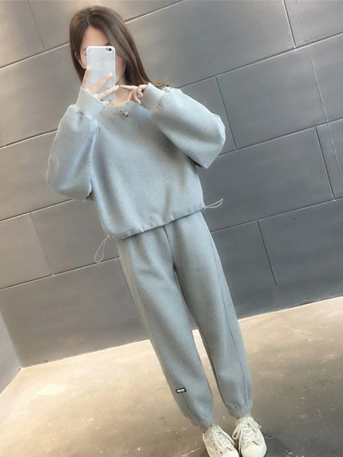 Casual Sportswear Set Women's Spring Autumn New Fashion Loose Sweatshirt Pants Running Two Piece Set Comfortable Cotton round... - 5